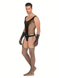 Black Magic Fishnet Men's Bodysuit - CLEARANCE